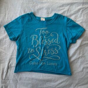 Blue rhinestone tee